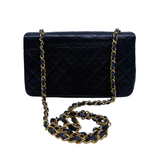 Chanel Timeless Single Flap Small dunkelblaues Lammleder / gut Produkt