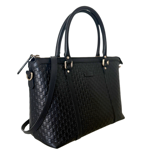 Gucci Guccissima Leder Shopper Bag schwarz / gut Gucci