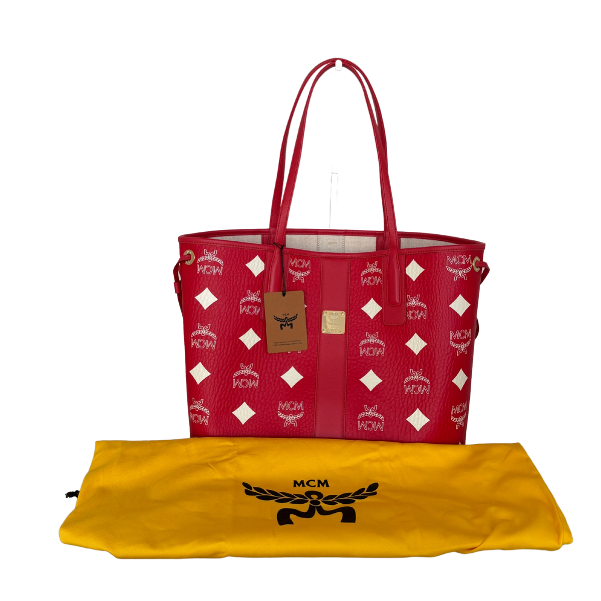 MCM Liz Shopper Visetos Canvas rot weiss / neuwertig MCM