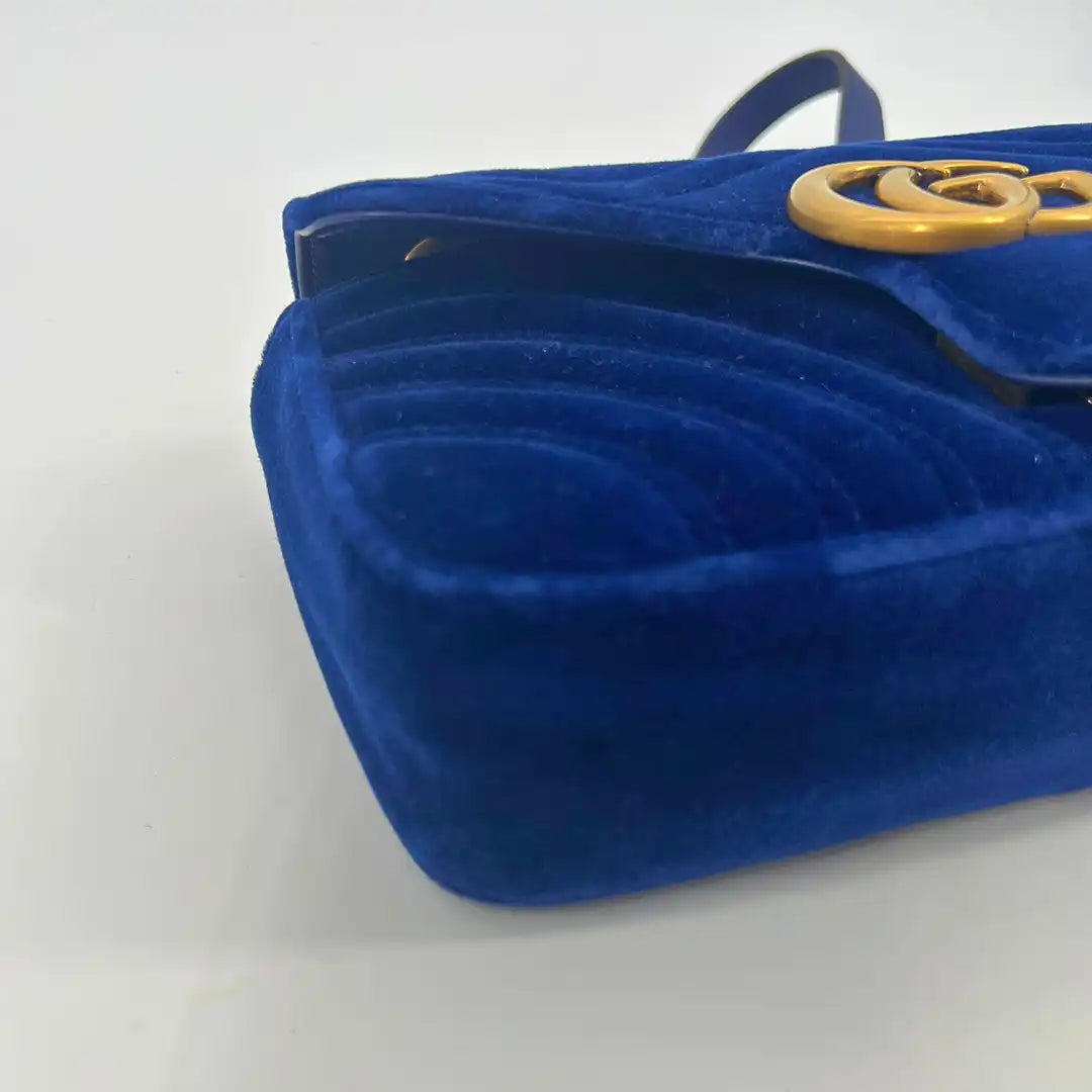 Gucci GG Marmont Mini cobalt blue Samttasche / sehr gut Gucci