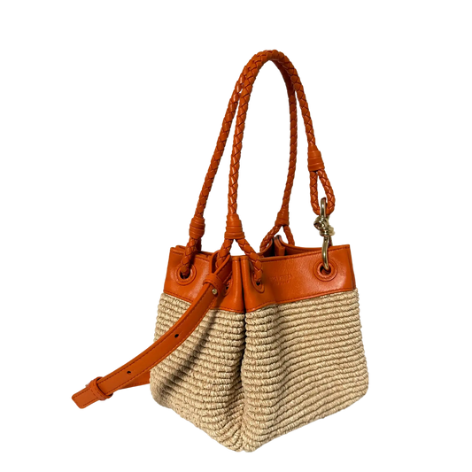 Bottega Veneta kleine Parachute Schultertasche aus Raffiabast 2025 / neuwertig Bottega Veneta