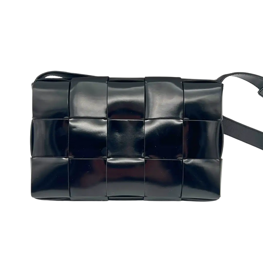 Bottega Veneta Casette Lackleder schwarz / neu Bottega Veneta