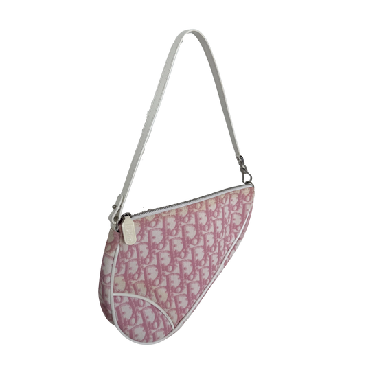 Dior Mini Monogram Satteltasche Vintage Rosa / akzeptabel Dior