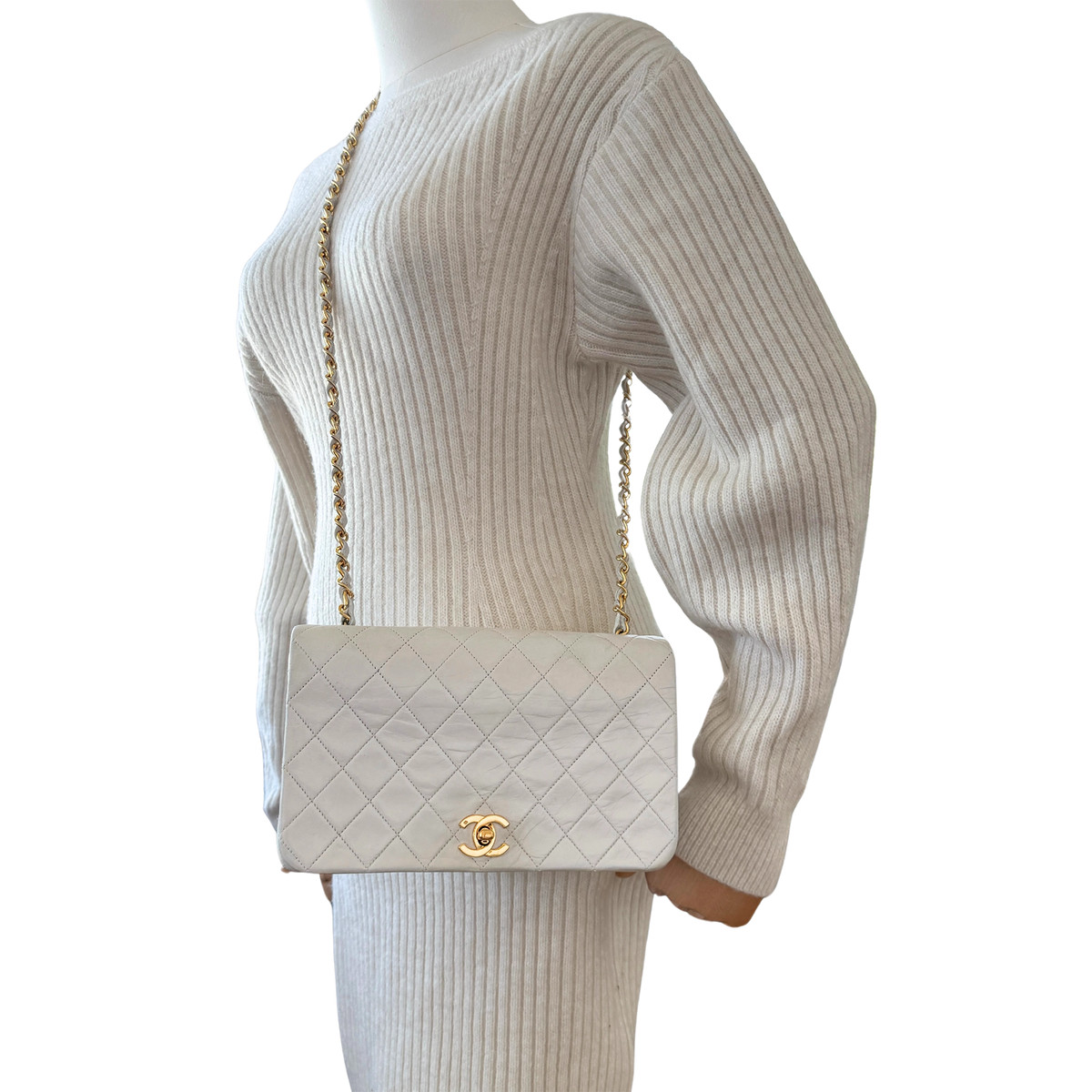 Chanel Timeless Single Flap Small weiß / gut Chanel