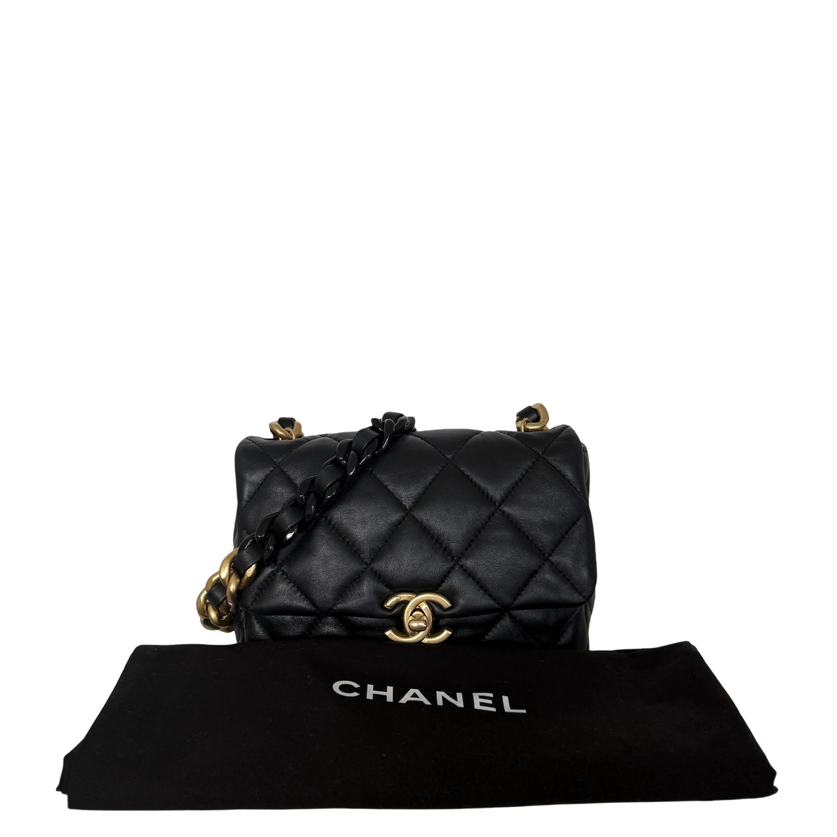 Chanel Mini Quilted Candy Chain Flap Bag Lammleder Schwarz / sehr gut Chanel