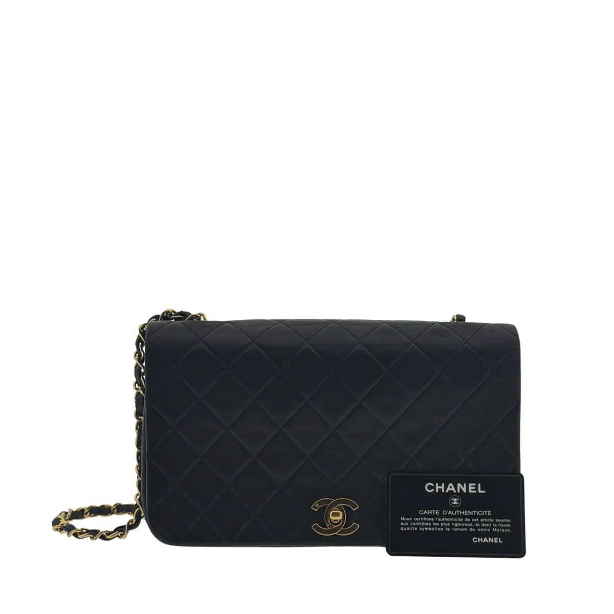 Chanel Timeless Single Flap Small Schwarz Lammleder mit ID Card / gut Produkt