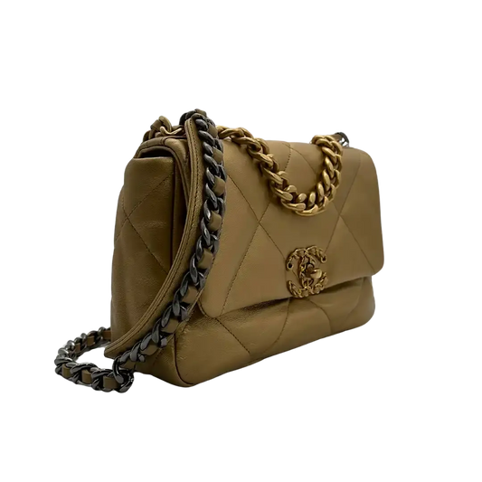 Chanel 19 Flap Bag Small Tasche Lammleder gold selten Fullset / neuwertig Chanel