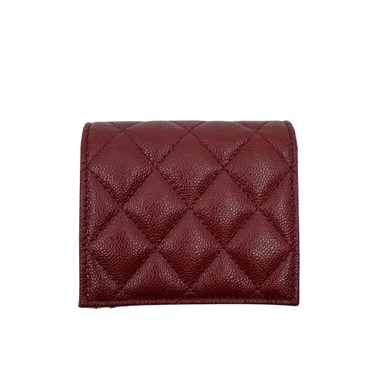 Chanel Geldbörse Bi-fold Kaviarleder Bordeaux / ungetragen Chanel