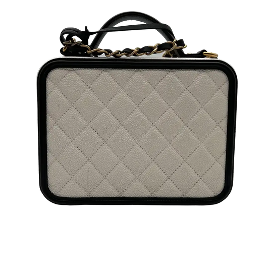Chanel Vanity Case Bag CC Kaviar Leder schwarz weiß / ungetragen Chanel