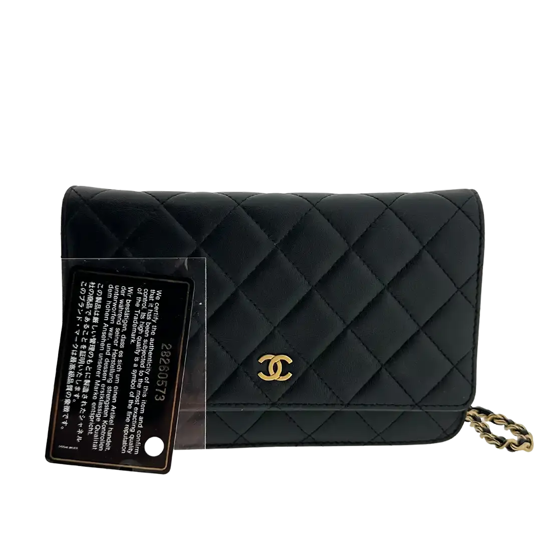 Chanel Wallet on Chain Bag Lammleder schwarz goldene Hardware / sehr gut Chanel