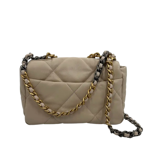 Chanel 19 Flap Bag Small Tasche Lammleder beige / neuwertig Chanel