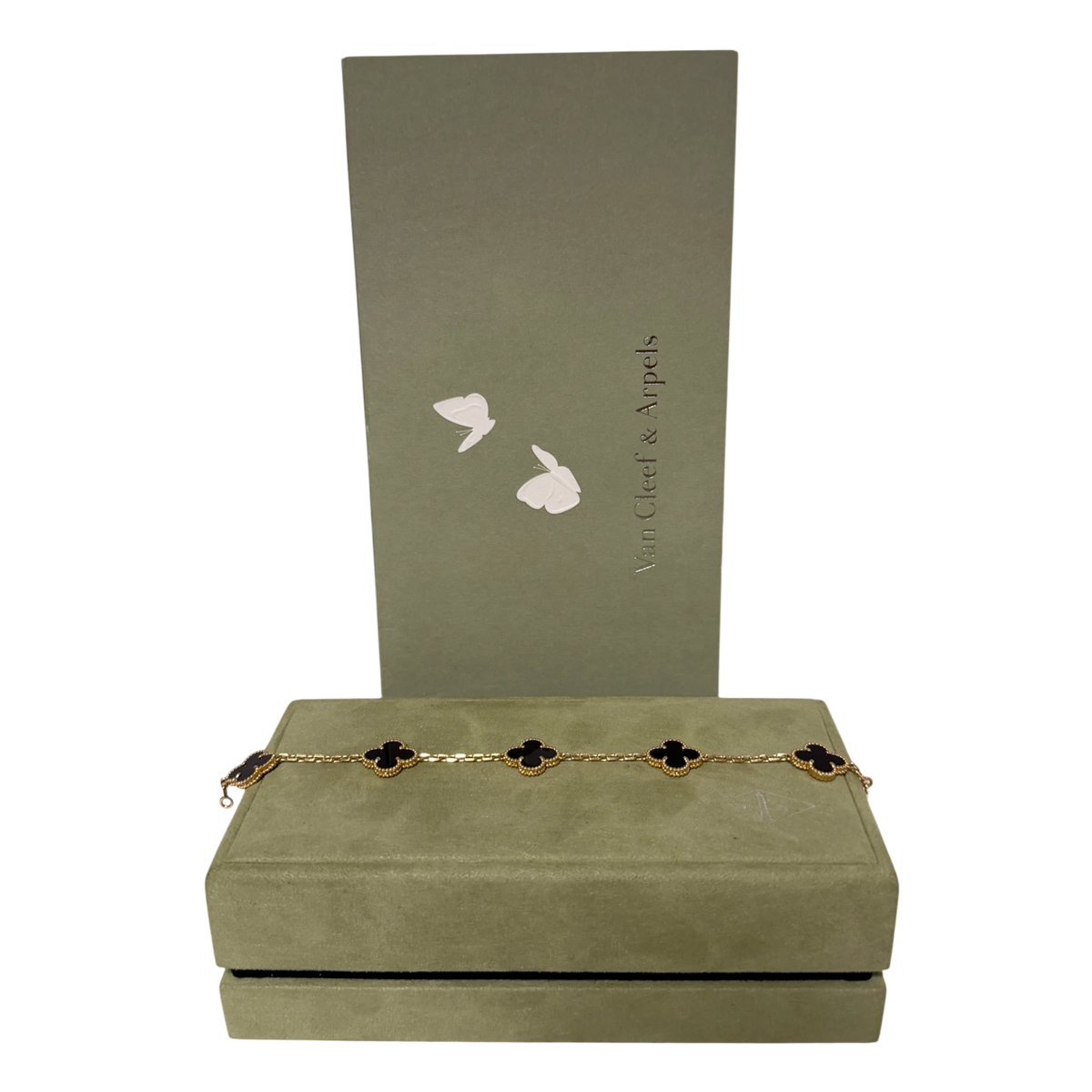 Van Cleef Vintage Alhambra 5 Motive 18 Karat Gelbgold, Onyx Fullset / sehr gut Van Cleef & Arpels