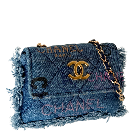 Chanel Micro Flapbag Denim / neuwertig Chanel