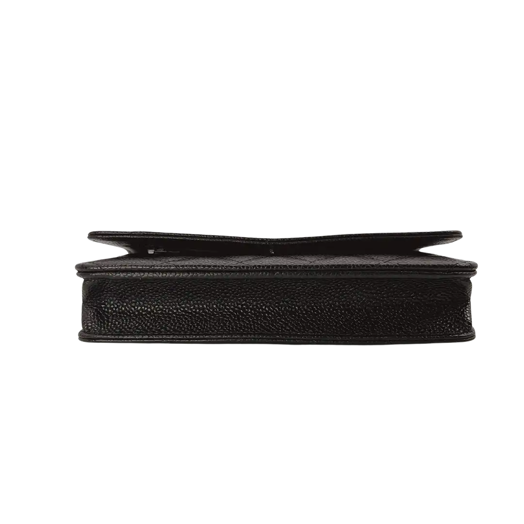 Chanel Wallet on Chain Bag Kaviar Leder schwarz silber Hardware / neuwertig Chanel