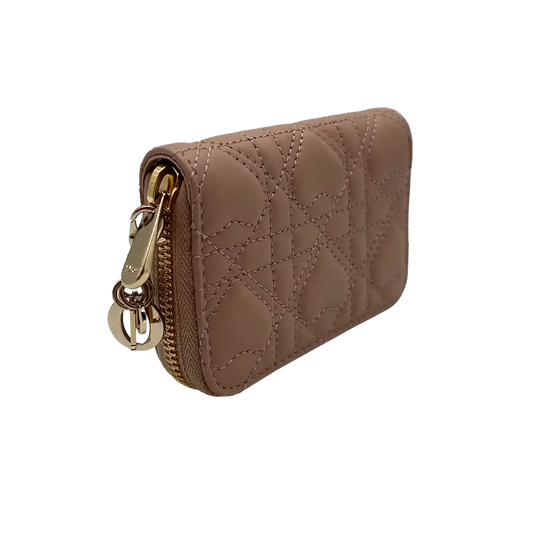 Dior kleines Lady Dior Voyageur Geldörse rosa Cannage Lammleder Herzmotiv limitiert / neu Dior