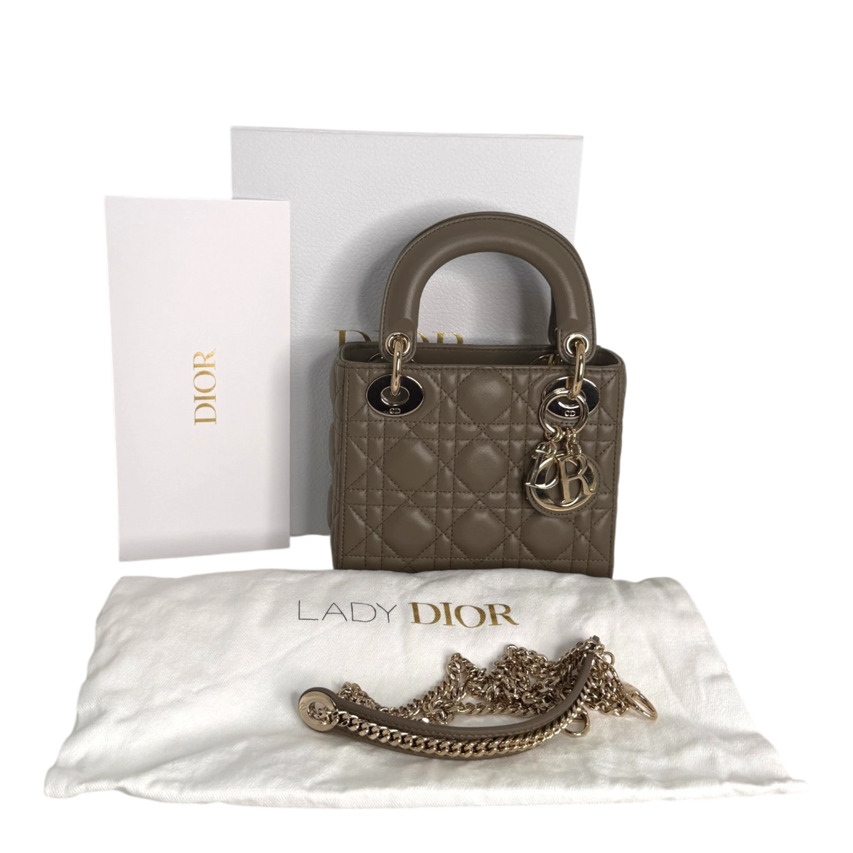 Dior Lady Dior Mini Cannage Lammleder mit Kette Dior