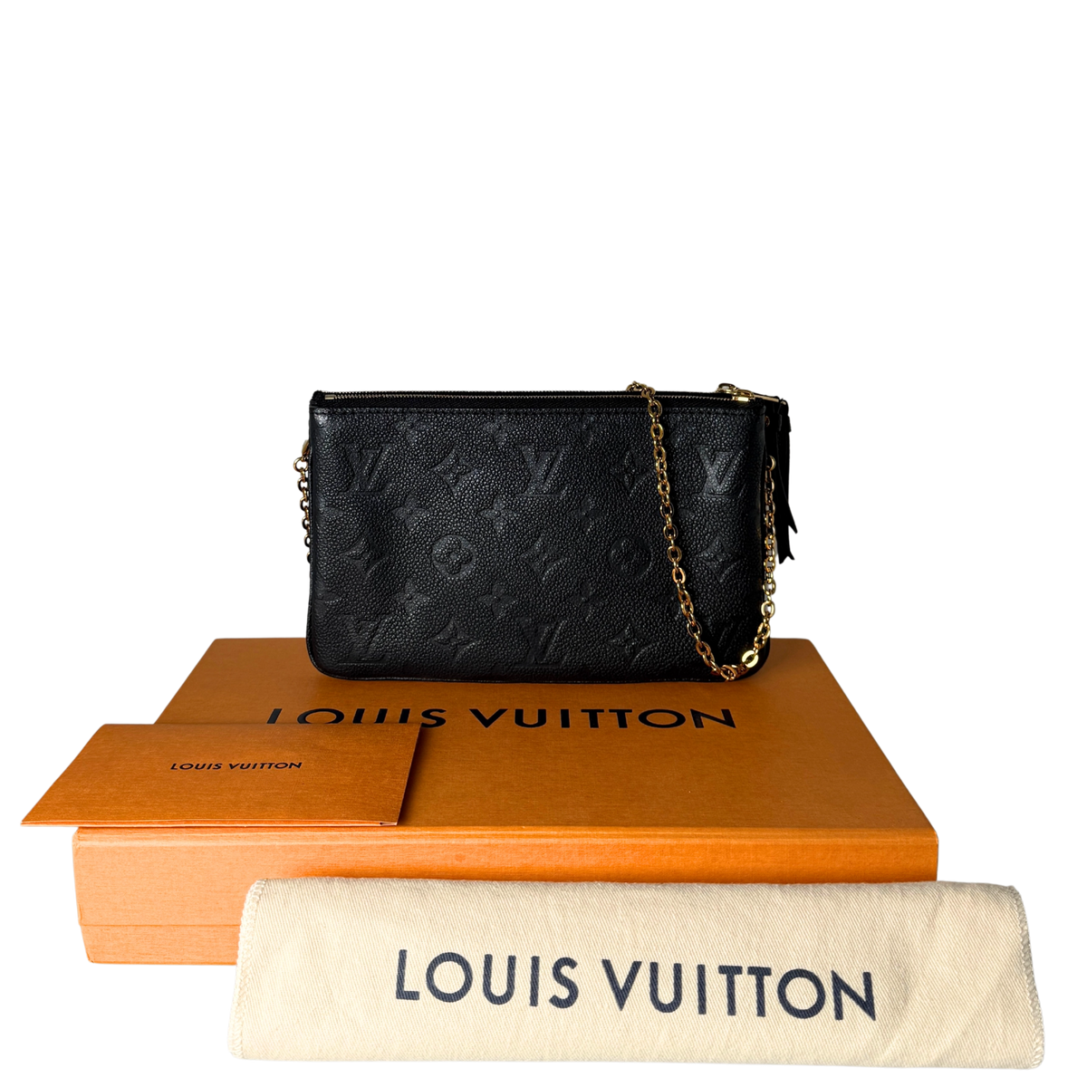 Louis Vuitton Pochette Double Zip Monogram Empreinte Schwarz Fullset / sehr gut Louis Vuitton