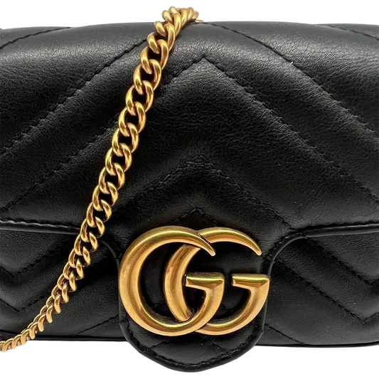 Gucci GG Marmont Matelasse Super Mini Bag schwarz / sehr gut Gucci