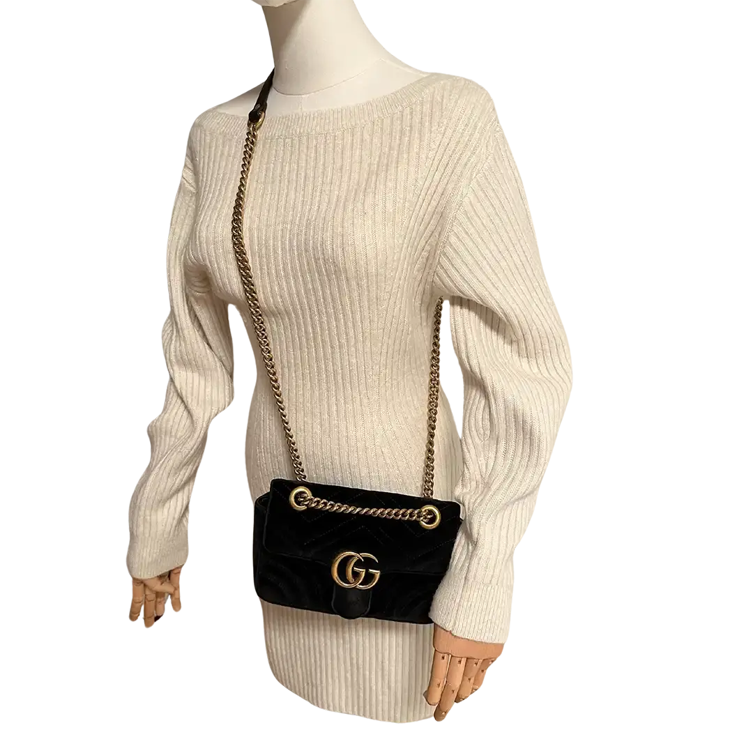 Gucci GG Marmont schwarz Fullset Small / gut Gucci