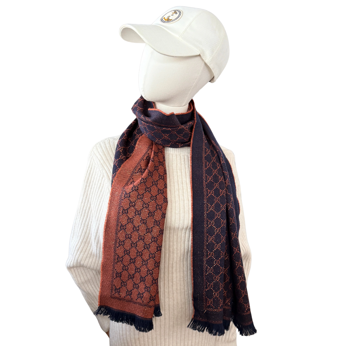 Gucci Schal aus Wolle Dunkelblau Orange / sehr gut Gucci