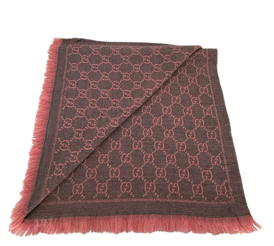 Gucci GG Schal aus Wolle Rosa Grau / sehr gut Gucci