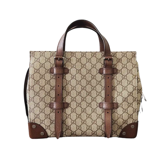 GUCCI GG Supreme Tote Bag Leder Canvas beige braun / sehr gut Gucci