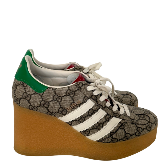 Adidas x Gucci Gazelle Wedge Beige GG Monogram Größe 38 Braun / sehr gut Gucci