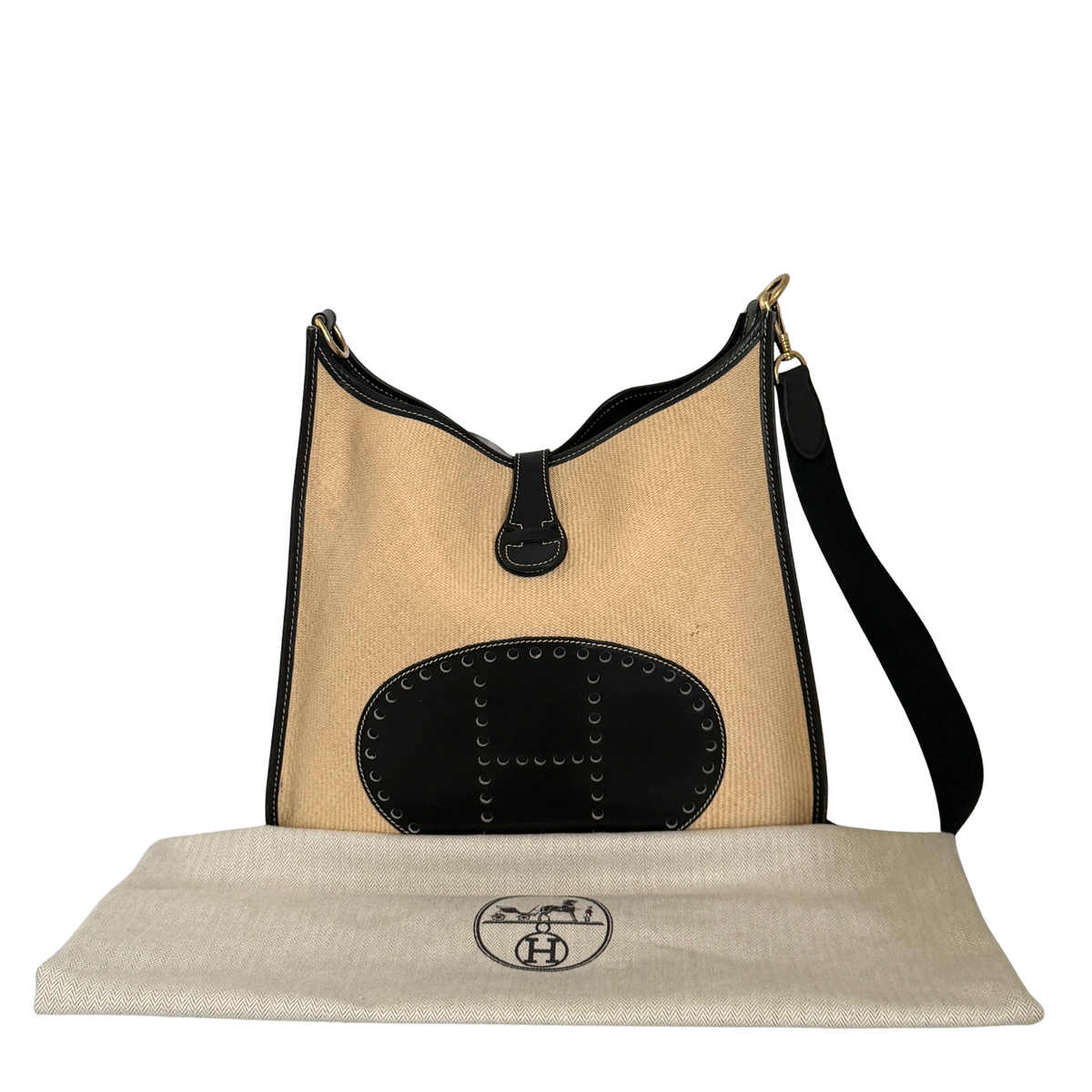 Hermès Evelyne 29 Toile Clemence 1999 Ecru Schwarz / sehr gut Hermès