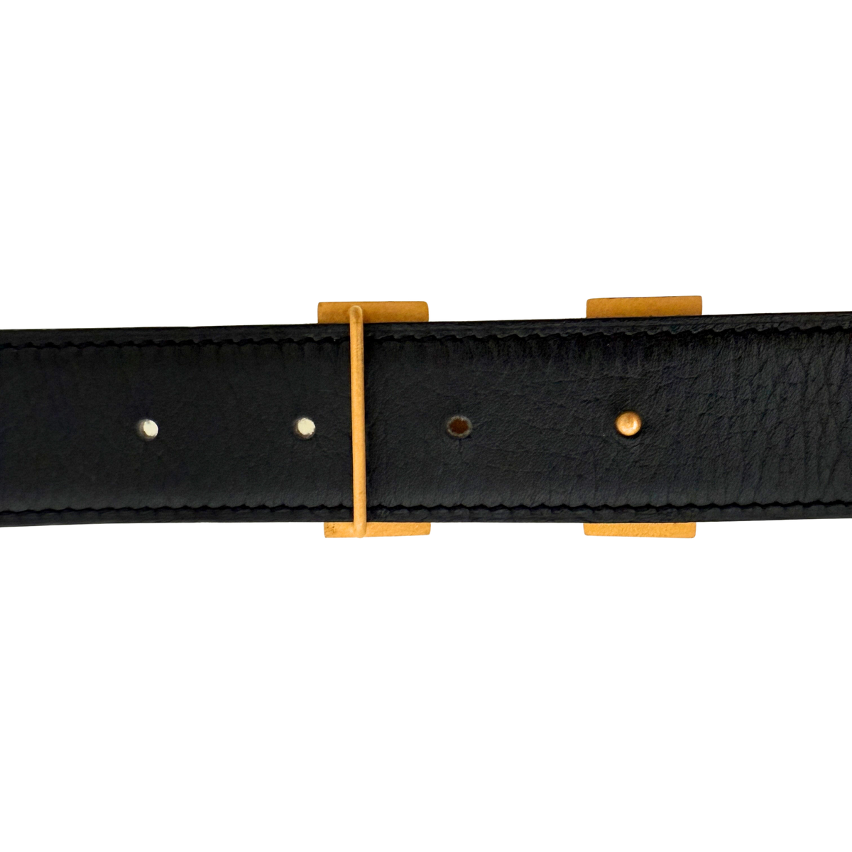 Hermès Gürtelschließe H und Wendbarer Gürtelriemen Braun Schwarz 70cm / sehr gut Hermès