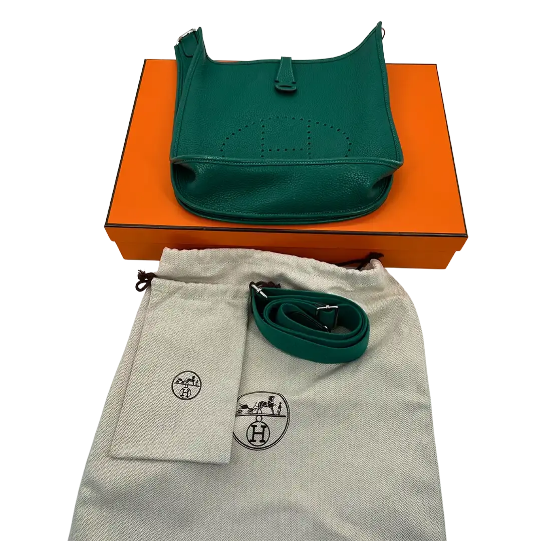 Hermès Evelyne 29 Taurillon Clemence Leder Malachite Paladium 2013/ sehr gut Hermès