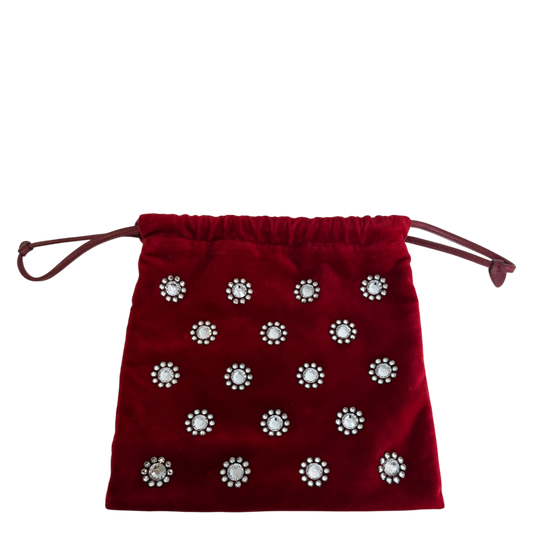 MIU MIU Crystal-Embellished Velvet Clutch on Chain rot / neuwertig MIU MIU