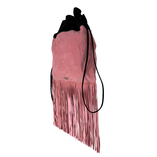 Prada Scamosciato Fringe Bucket Bag rosa schwarz / neuwertig Prada