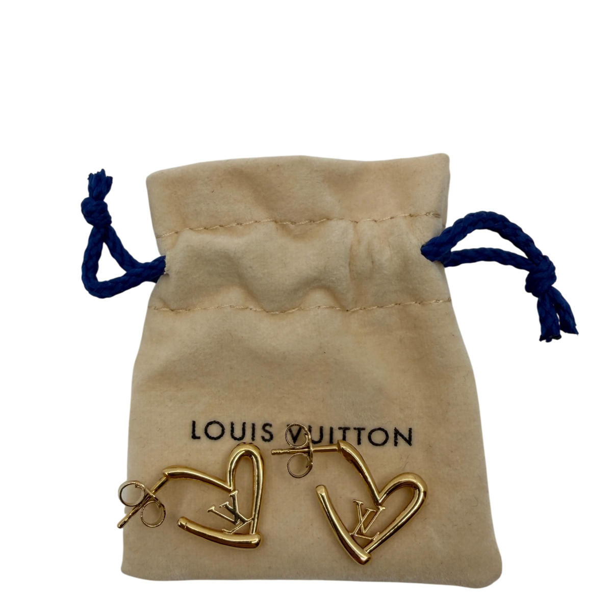 Louis Vuitton Fall in Love Earrings PM Heart Gold M00463