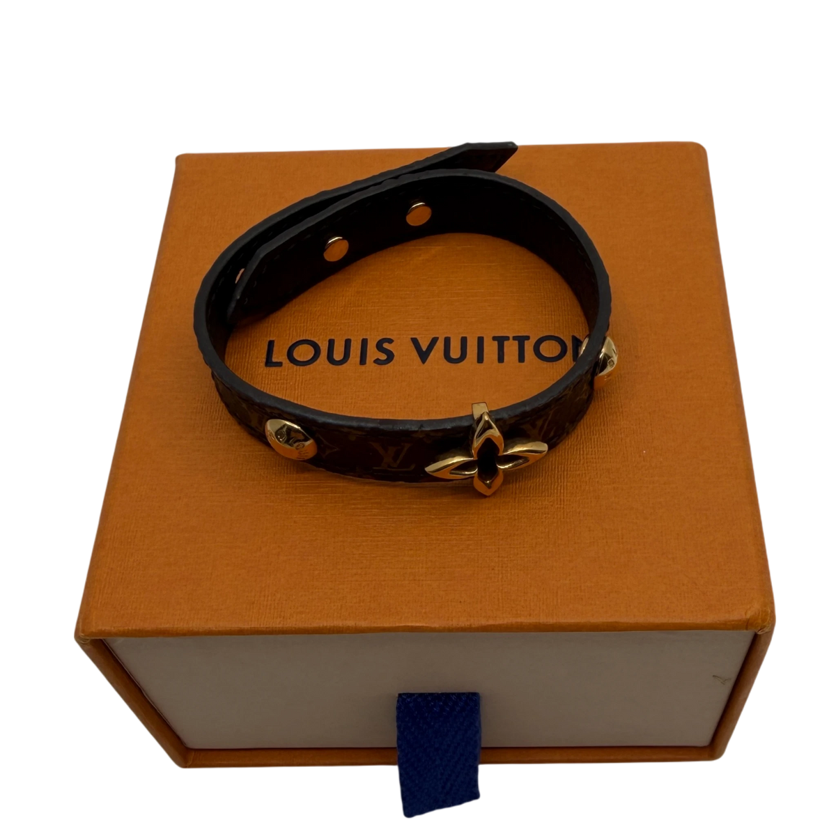 Louis Vuitton Blooming Bracelet Monogram Canvas Gold Size 17