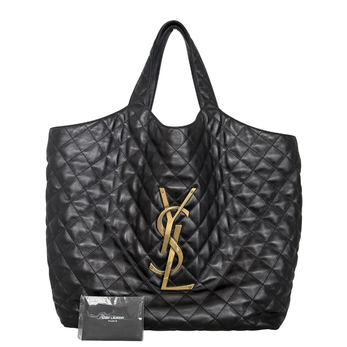 Saint Laurent ICARE Maxi-Shopper aus gestepptem Lammleder Schwarz / sehr gut Saint Laurent