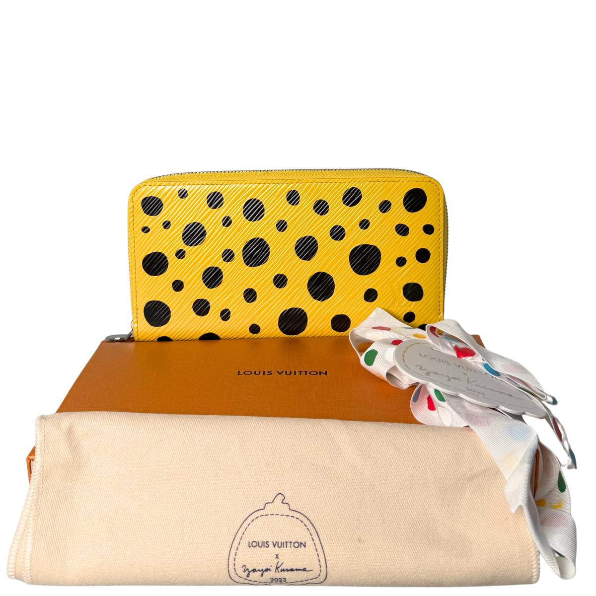 Louis Vuitton x Yayoi Kusama Zip Around Geldbörse in Epi-Leder M81960 Gelb Fullset / neuwertig Louis Vuitton