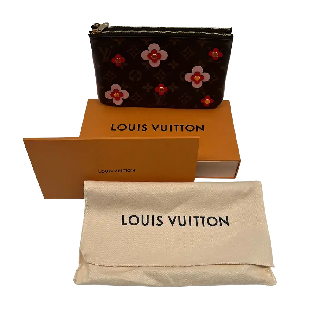 Louis Vuitton Double Zip Pochette Monogram Blooming Flowers Fullset / sehr gut - Echtheitscheck