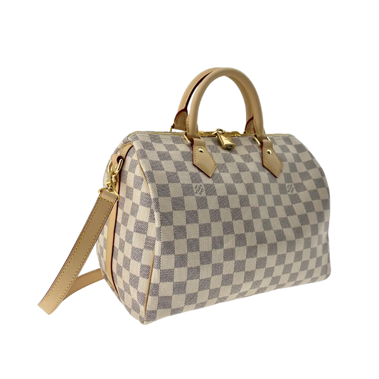Louis Vuitton Speedy 30 Bandouliere Damier Azur Fullset / ungetragen Louis Vuitton