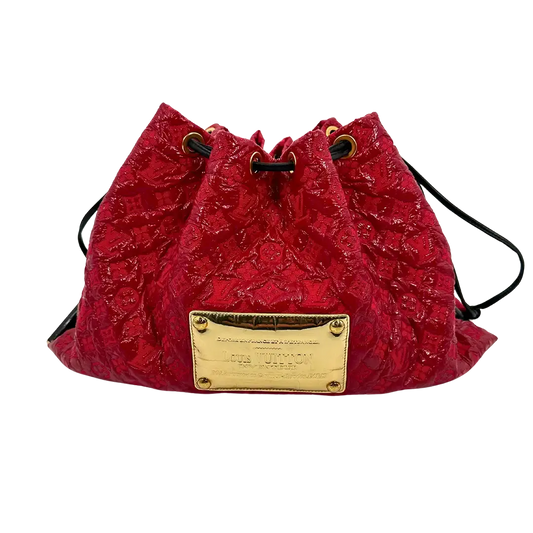 Louis Vuitton Squishy Tote Bag mit Kordelzug Monogram Vinyl rot M95257 / sehr gut Louis Vuitton