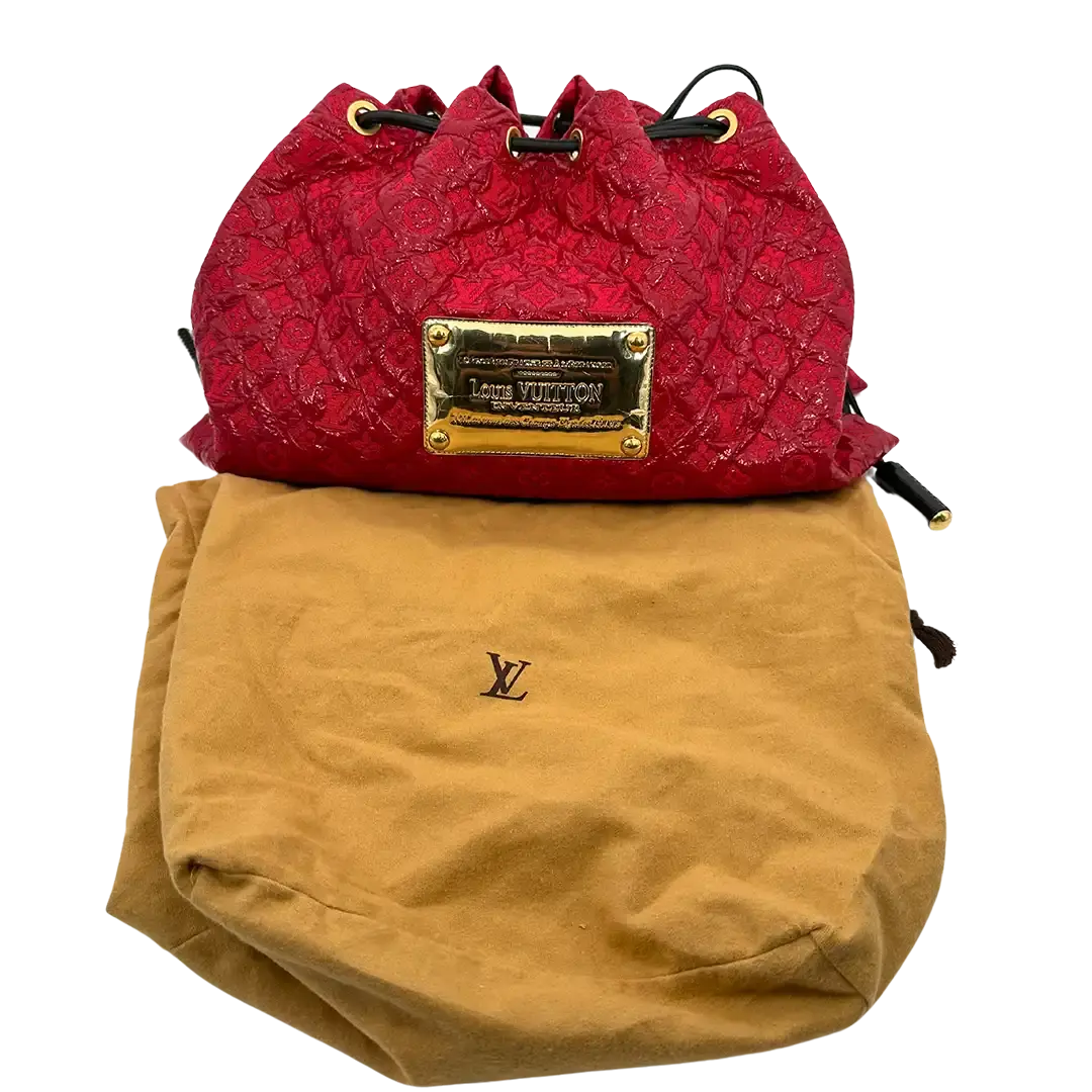 Louis Vuitton Squishy Tote Bag mit Kordelzug Monogram Vinyl rot M95257 / sehr gut Louis Vuitton