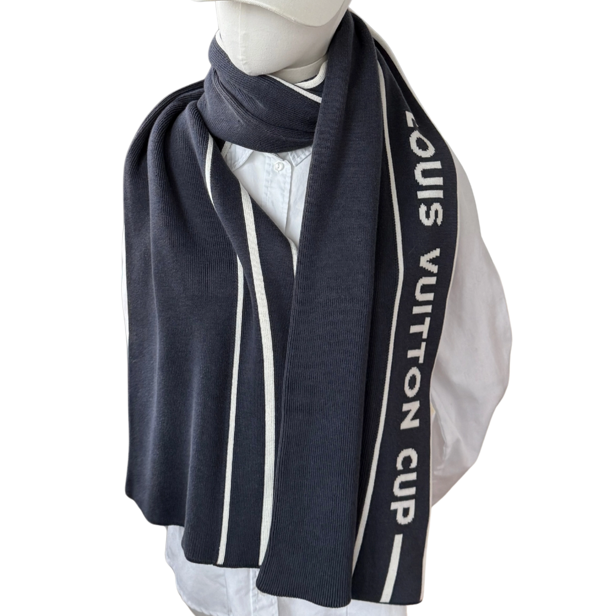 Louis Vuitton Cup Schal Dunkelblau / sehr gut Louis Vuitton