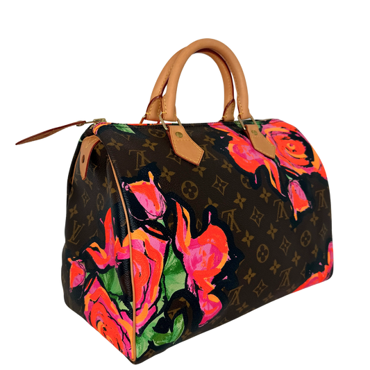 Louis Vuitton Speedy 30 Roses Monogram Canvas M48610 Braun / neuwertig Louis Vuitton