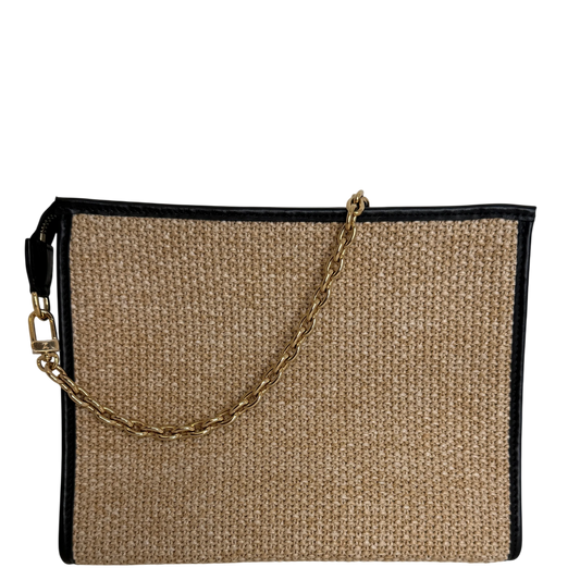 Louis Vuitton Toiletry Pouch On Chain Raffia Beige Schwarz Louis Vuitton