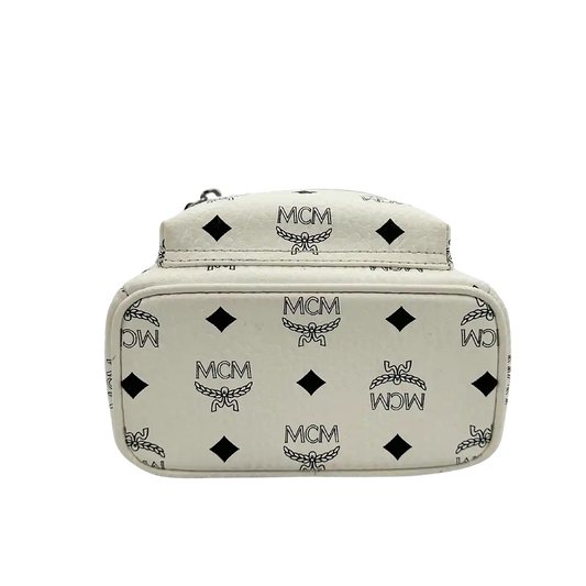 MCM Stark Mini Rucksack Monogram weiß abnehmbare Ledergurte / sehr gut MCM