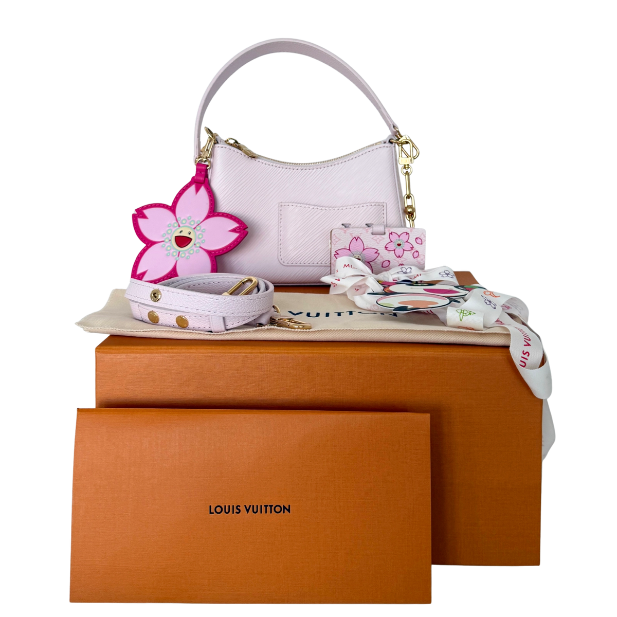 Louis Vuitton x Takashi Murakami Marellini Epi Leer Roze
