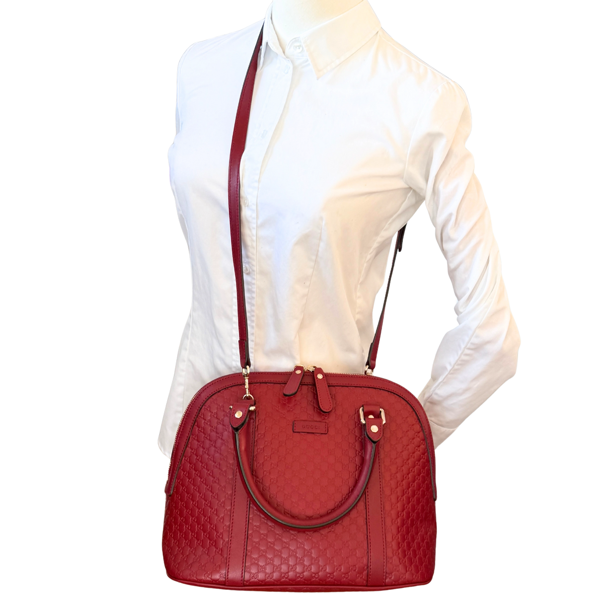 Gucci Mittelgroße Microguccissima Dome Handtasche Rot / sehr gut Gucci