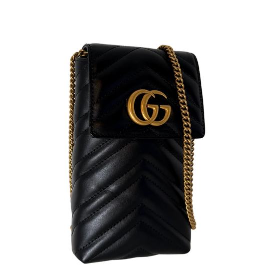Gucci GG Marmont Phone Crossbody Bag Schwarz / neuwertig Gucci