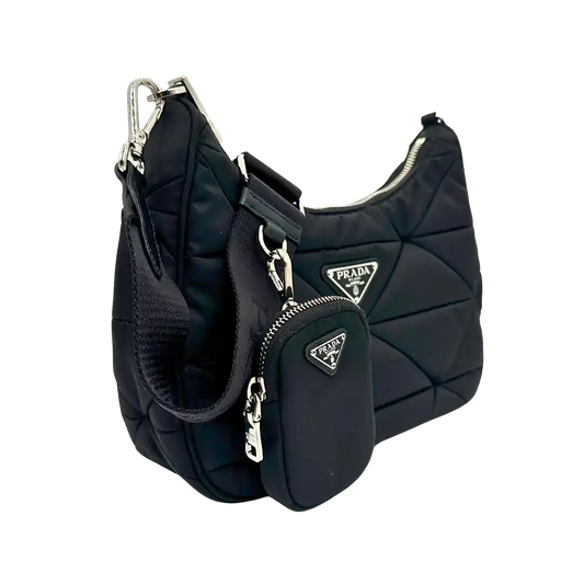 Prada Hobo Tasche Re-Nylon Padded Schultertasche schwarz / neuwertig Prada