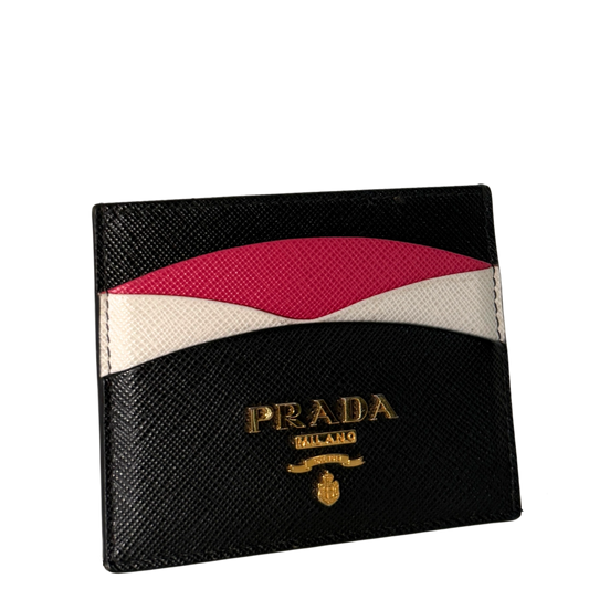 Prada Kaartetui van Saffianoleer Zwart