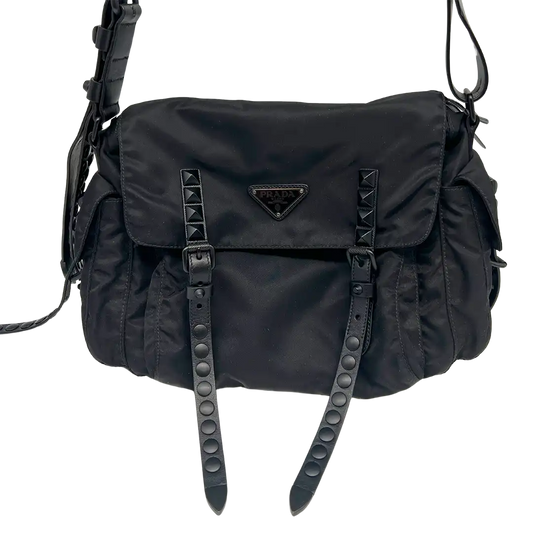 Prada New Vela Umhängetasche Nero all black / sehr gut Prada